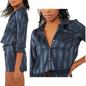 Free People Satin Striped Pajamas Crop Top